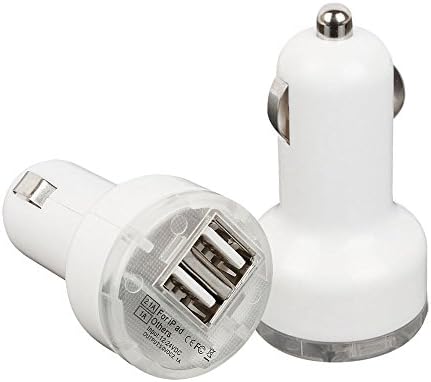 SteamSun Car Charger Adapter for iPhone iPod iPad Samsung Charge Your Apple Device Easy to Fit and Remove Mini Dual 2 Port USB White