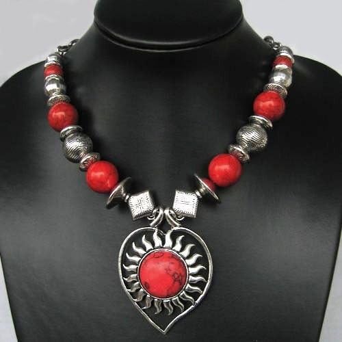 New in Tibet Style Tibetan Silver Turquoise Necklace