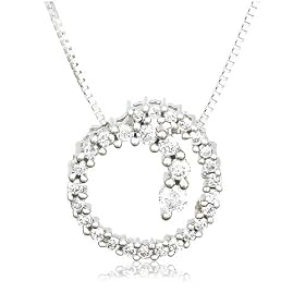 14k Choice of White or Yellow Gold Diamond Journey Circle Pendant (1/4 cttw, H-I Color, I1-I2 Clarity)