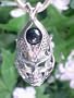 Sterling Silver Flaming Skull on Black Onyx Pendant