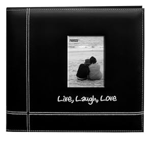 Pioneer 12-by-12-Inch Embroidered Black Leatherette Scrapbook