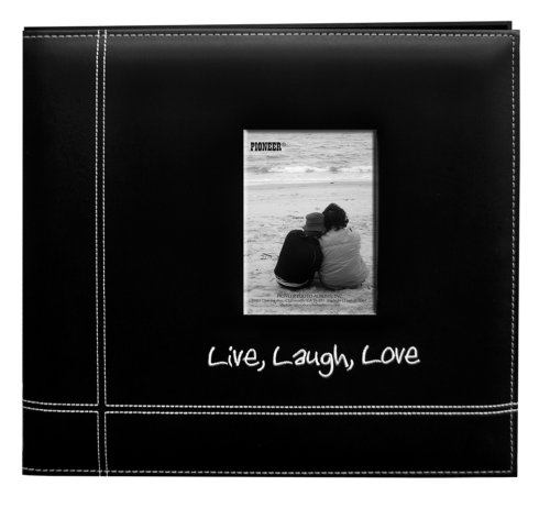 Pioneer 12-by-12-Inch Embroidered Black Leatherette Scrapbook
