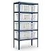 Storage Bay with 8 Plastic boxes with snap fit lids.  Overall size 1800h x 900w x 450mmd.
