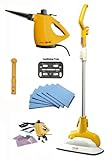 Haan Deluxe Total Home Steam Cleaning System Includes FS-20+ Steam Floor Sanitizer and HS-20 Lightweight Handheld Personal Home Steamer with 6 Microfiber Pads Sanitizing Tray For carpets and Short Handle Attachment