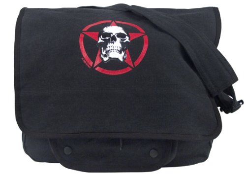 Black Vintage Paratrooper Bag-skull Red Star
