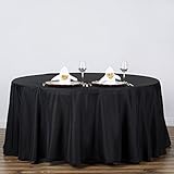 LinenTablecloth 120-Inch Round Polyester Tablecloth Black