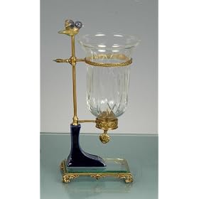 24% Lead Italian Crystal Hurricane Suspended on Brass Base with Bird by Glitzy Gifts