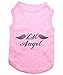Parisian Pet Dog Tshirt - Embroidered “ Lil Angel “ Dogs Apparel - 100% Cotton, Lightweight Dog Clothes Female - Pink Doggy Tee Shirts - Sleeveless Shirts for Medium Dogs Girl - M