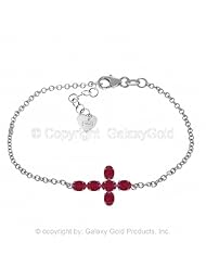 Ruby Cross Bracelet in 14k White Gold