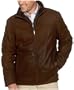 Columbia Men's Leather Classic Hipster Jacket with Knit Collar, Brown