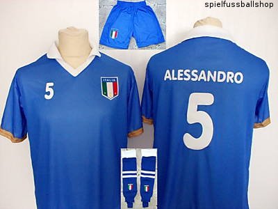 Italien Trikot + Hose + Stutzen mit Wunschname + Nummer Kinder Größe 140