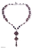 Garnet necklace, 'Daisy Mosaic'