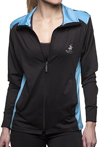 Beverly Hills Polo Club Womens Workout and Yoga Jacket-BH224-Black/Blue-X-Large