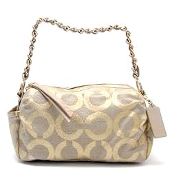 Coach Signature Parker Shoulder Zip Bag Tote 13436 Khaki Gold