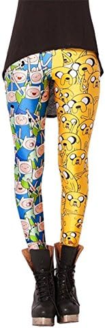 Women's Designed Digital Print Finn and Jake Pattern Sexy Stretch Leggings