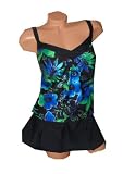 Delta Burke Swimwear PLUS SIZE Blue Flower Power Skirtini Style Swimsuit
