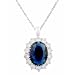 JanKuo Jewelry Silver Tone Royal Family Princess Kate Middleton Engagement Inspired Silver Tone Sapphire C.Z. Necklace For Matching Ring Includes Gift Box