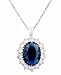 JanKuo Jewelry Rhodium Plated Royal Inspired Blue Sapphire Color CZ Pendant Necklace, 16