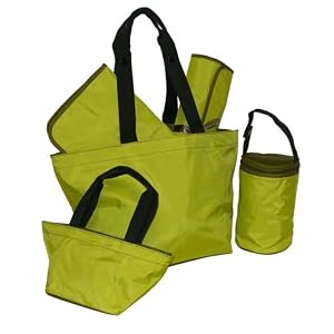 Celery Olive Diaper Tote - Five Piece Set