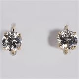 Sterling Silver Earrings with Clear CZ - Size: 14mm