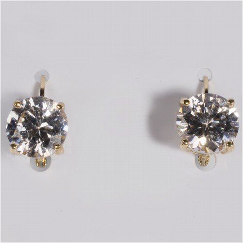Childrens Toyshop  Jewelry : Sterling Silver Earrings with Clear CZ - Size: 14mm