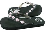 Baseball beaded charms 3dimensional themed heavy duty flip flop sandals available in women's sizes 5-10