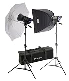 Interfit INT452 Stellar XD 150 Watt/ Second 2 Head Kit with Umbrella, Softbox and