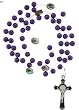 Purple Faux Pearl Link Rosary Necklace - 22 in Necklace - 8mm Beads