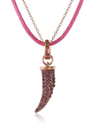 Betsey Johnson "Pave Pendants" Pave Horn Pendant Necklace, 21"