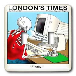 Londons Times Funny Computer Cartoons - WAITING FOR AMERICA ONLINE AFTER BOOTING UP - Light Switch Covers - double toggle switch