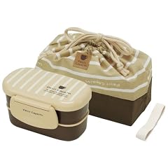 petit copain 食洗機対応巾着付2段タイトランチボックス (BE) KQDS1A