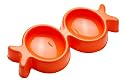 Petego United Pets Fish Kiss Cat Food and Water Bowl Set, Orange