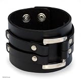 Men's Leather Bracelet, 'black Aesthetic'