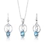 Sterling Silver 2.50 carats total weight Oval Shape Swiss Blue Topaz Pendant Earrings and 18 inch Necklace Set