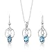 Sterling Silver 2.50 carats total weight Oval Shape Swiss Blue Topaz Pendant Earrings and 18 inch Necklace Set