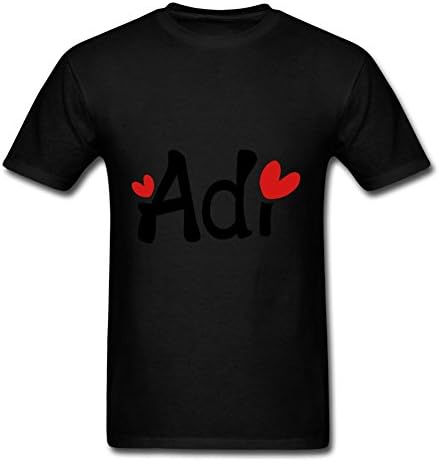 Comfortable Name Adi Txt Red Hearts Tee Black Small Men