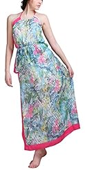 Chiffon Halter Elasticized Empire   Waistline Backless Slit Floral Print Maxi Dress 