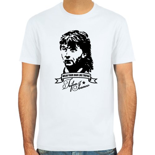 T-Shirt Trifon “Vokuhila” Ivanov ::: Farbauswahl: skyblue, sand, weiß oder deepred ::: Fußball-Kult