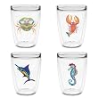 Colorful Caribbean Creatures 16 oz Insulated Beverage Tumbler Set, Clear (4 designs)