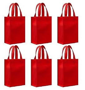 Reusable Gift Bags, Small, Red 6 Pack