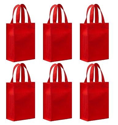 Reusable Gift Bags, Small, Red 6 Pack