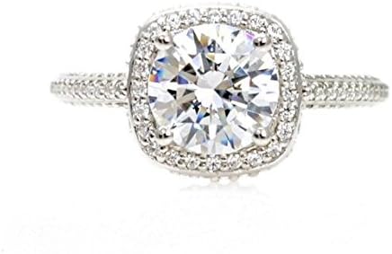 2ct Moissanite Engagement Ring Diamond Halo Moissanite Ring Conflict Free Custom Engagement Ring