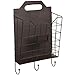Vintage Wall Mounted Rustic Metal Wire Magazine Storage/Organizer Basket Rack w/Coat Hooks - MyGift