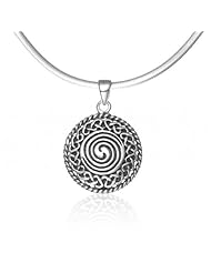 Chuvora .925 Sterling Silver Round Celtic Knot Classic Style Pendant Necklace 18", Fashion Jewelry for Men,Women, Teen, Girl-Nickel Free
