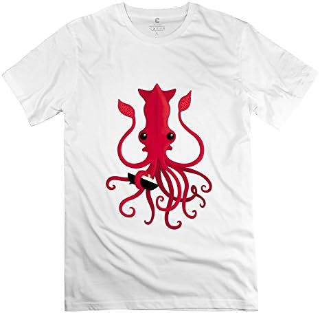 Classic Squid Red Animal Man's Crew-Neck Tshirt White Size XS