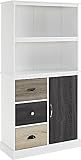 Altra Mercer Storage Bookcase with Multicolored Door and Drawer Fronts, White