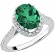 14K White Gold Chatham Created Emerald and Diamond Ring