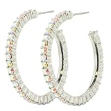 Rainbow Studded Hoop Dangle Earrings