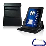 Gizmo Dorks Faux Leather Case / Stand (Black) with Carabiner Key Chain for the T-Mobile LG G-Slate Tablet
