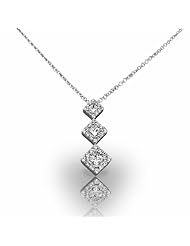 Platinum Stunning Graduated Square Halo Style Diamond Pendant. 9/10 CTW
